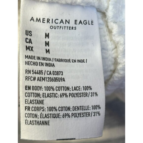 American Eagle Women's Bohemian Lace Cottagecore Cropped Tank Top Medium Ruffle - Picture 5 of 5